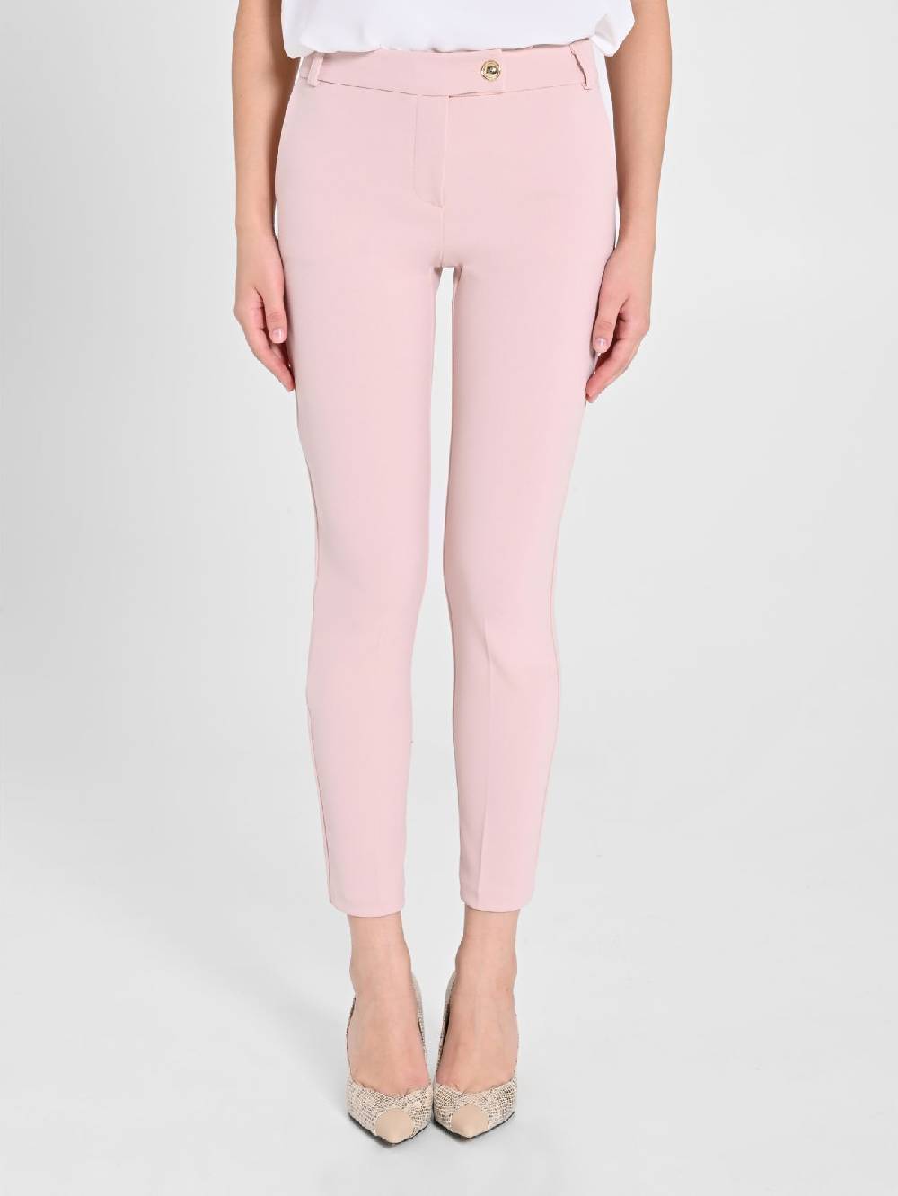Rinascimento Pantaloni Straight In Scuba Mano Crepe Rosa