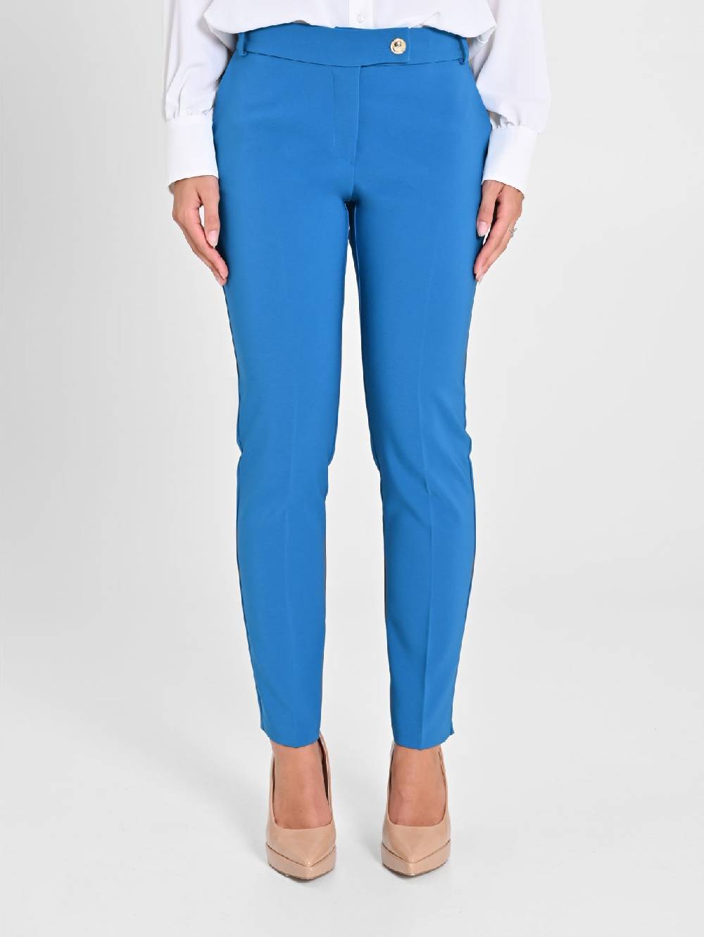 Rinascimento Pantaloni Straight In Tessuto Tecnico Blu Oceano