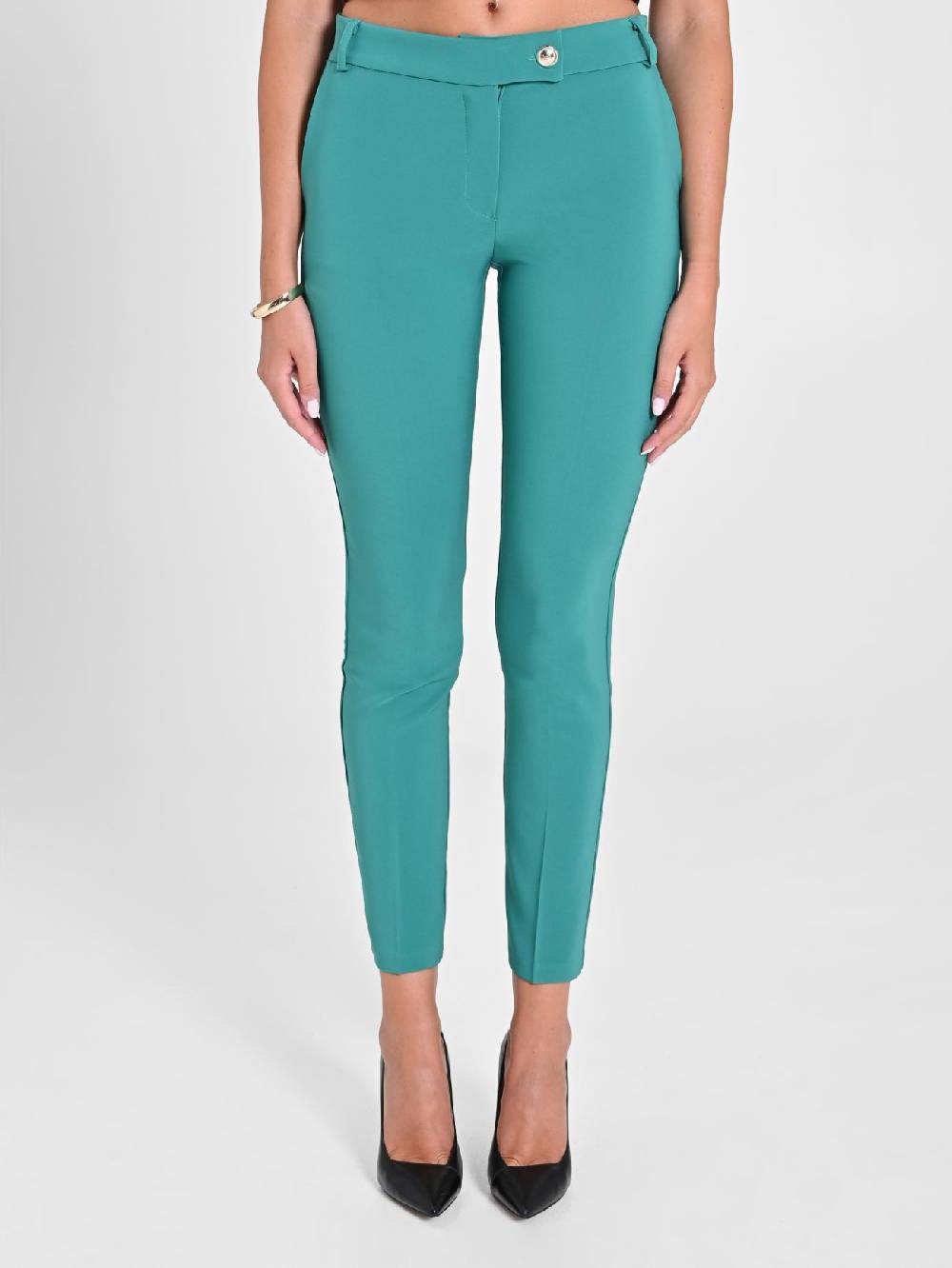 Rinascimento Pantaloni Straight In Tessuto Tecnico Verde Giada