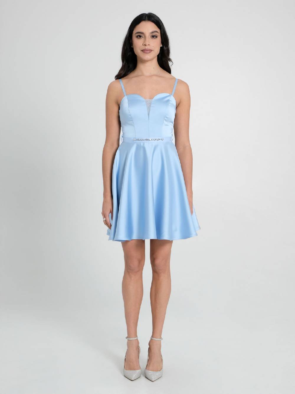 Rinascimento Abito A Ruota In Satin Azzurro