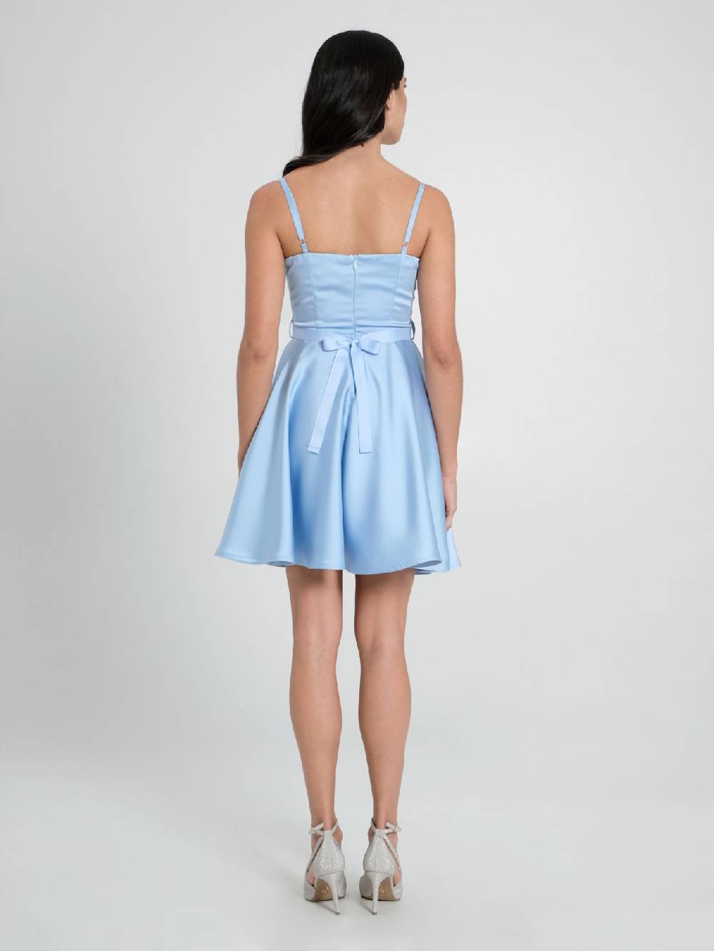 Rinascimento Abito A Ruota In Satin Azzurro