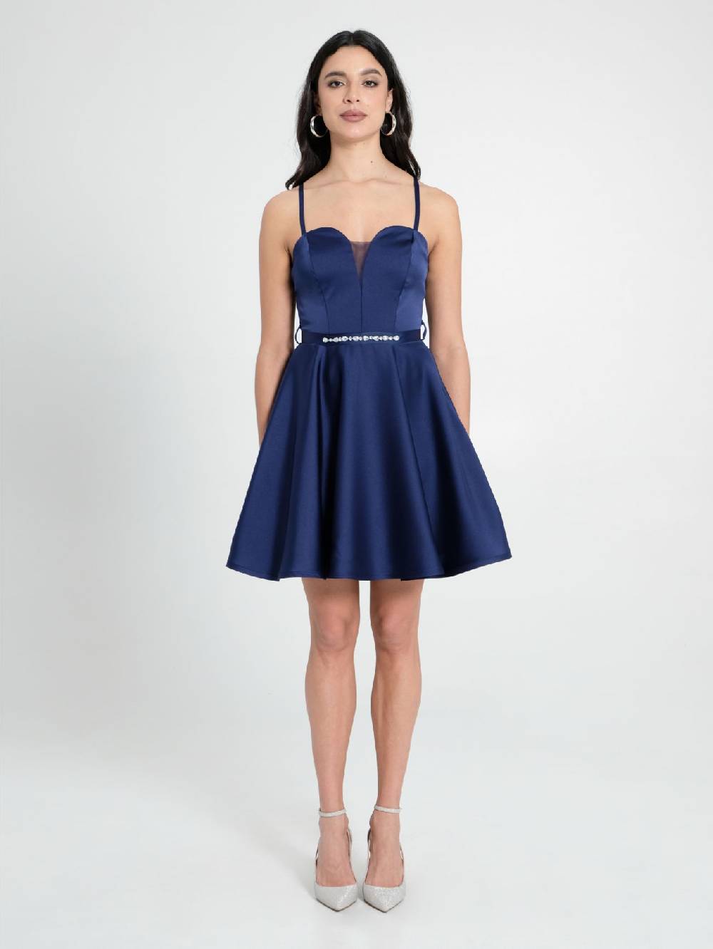 Rinascimento Abito A Ruota In Satin Blu