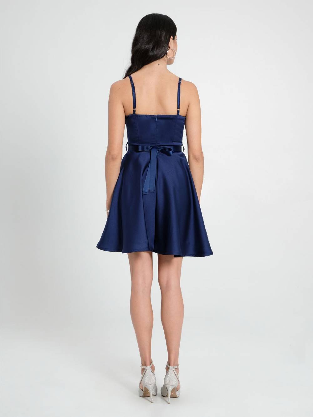 Rinascimento Abito A Ruota In Satin Blu