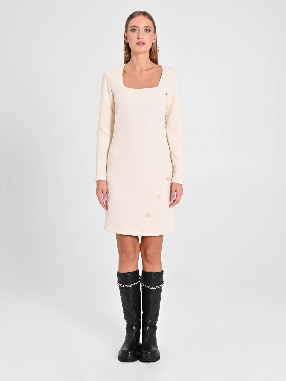 Rinascimento Abito Bianco In Tessuto Operato