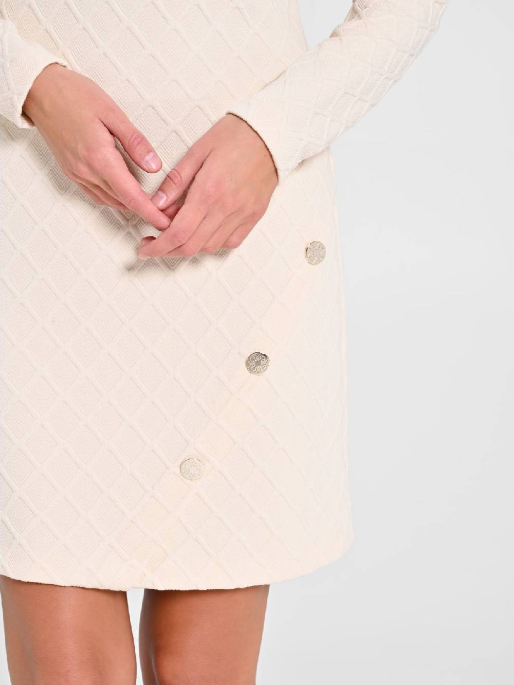 Rinascimento Abito Bianco In Tessuto Operato