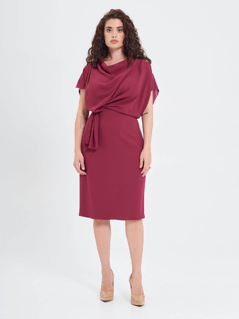 Rinascimento Abito Curvy Nodo Bordeaux