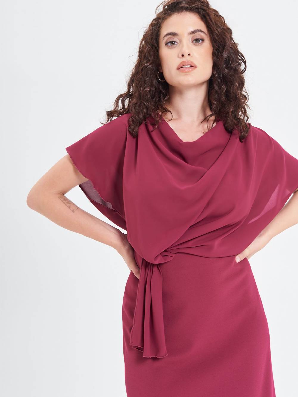 Rinascimento Abito Curvy Nodo Bordeaux