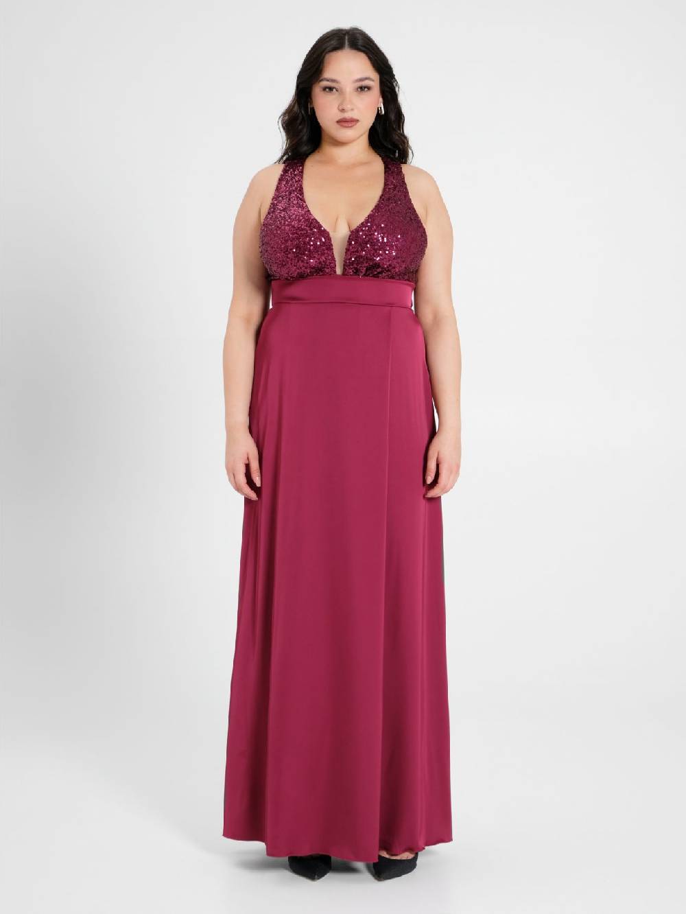 Rinascimento Abito Curvy Paillettes E Raso