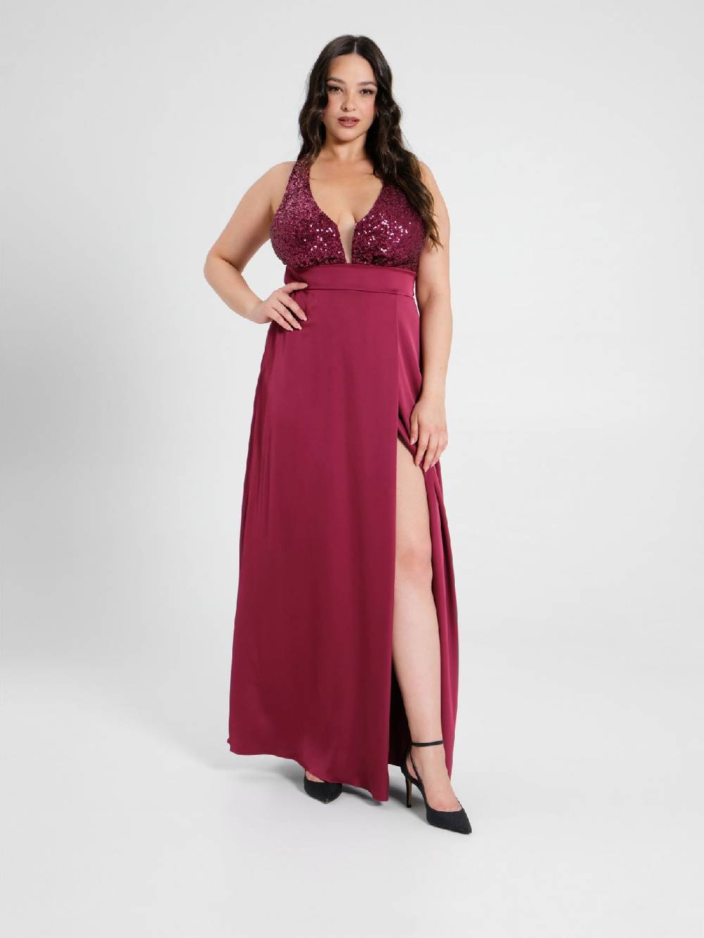 Rinascimento Abito Curvy Paillettes e Raso