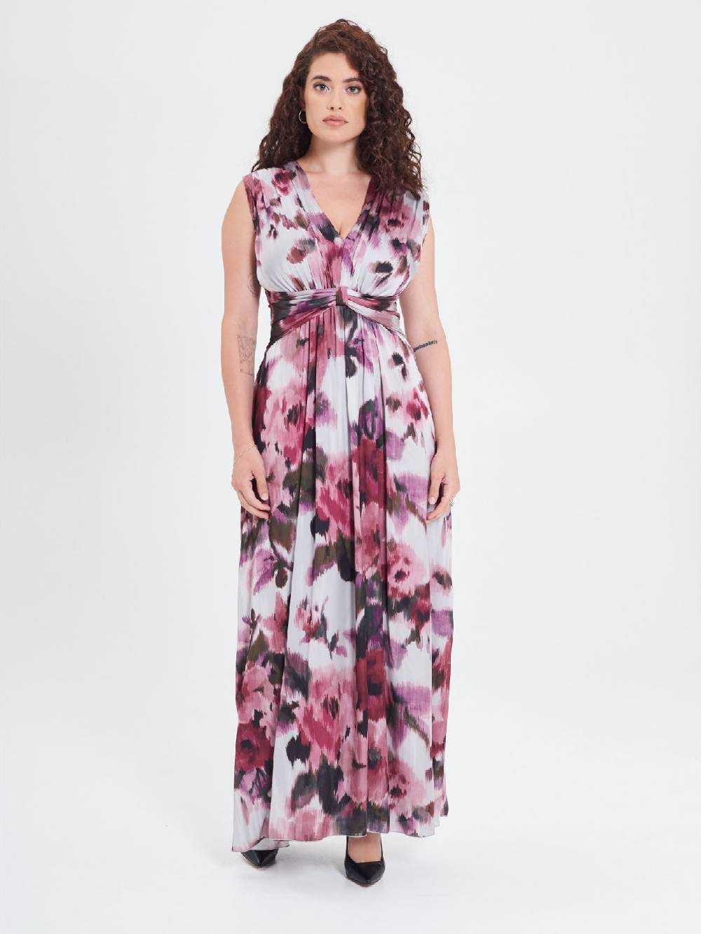 Rinascimento Abito Curvy Stampa Fiori Astratti