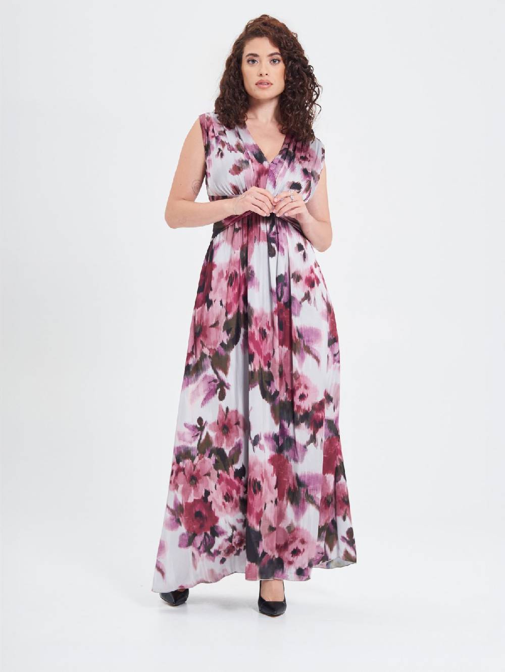 Rinascimento Abito Curvy stampa Fiori Astratti