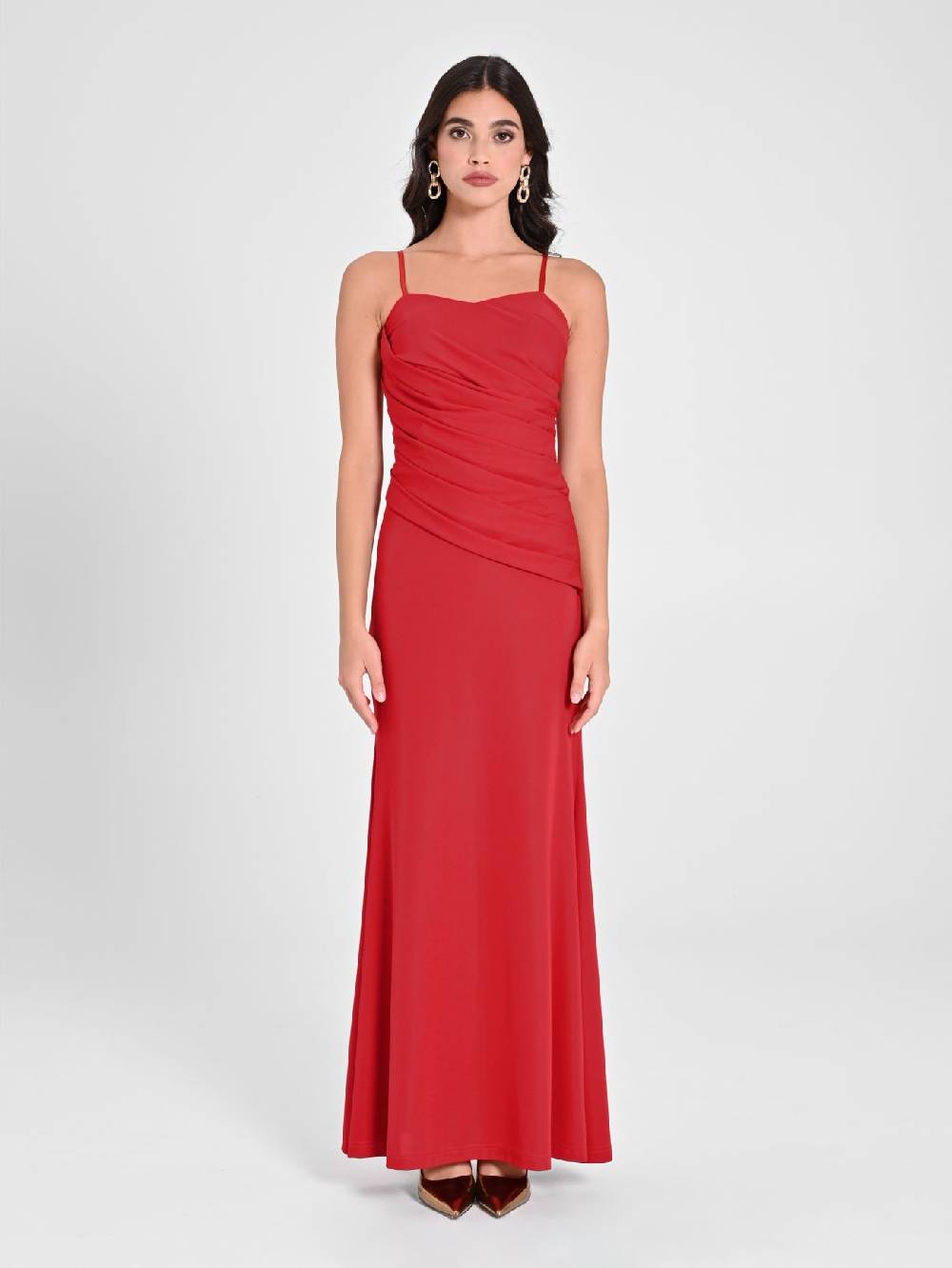 Rinascimento Abito Drappeggiato Rosso