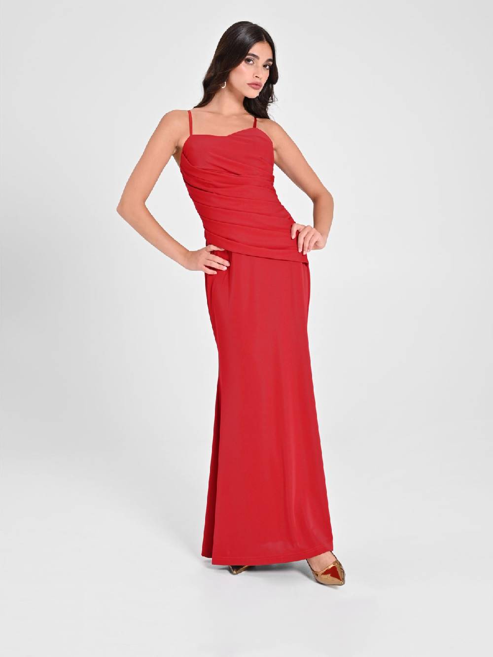 Rinascimento Abito Drappeggiato Rosso