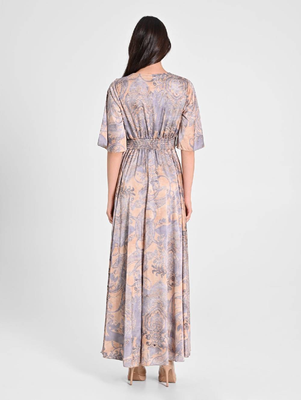 Rinascimento Abito In Raso Stampa Cachemire