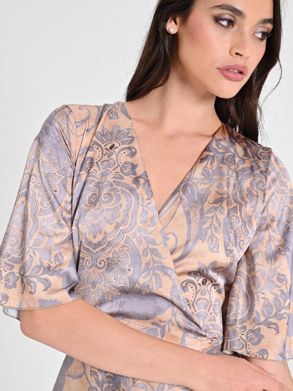 Rinascimento Abito In Raso Stampa Cachemire