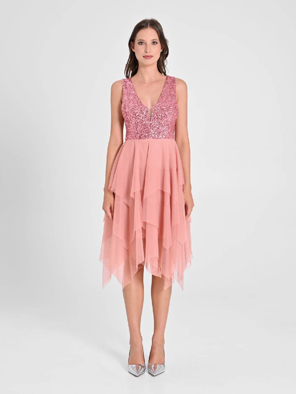 Rinascimento Abito In Tulle E Paillettes Rosa