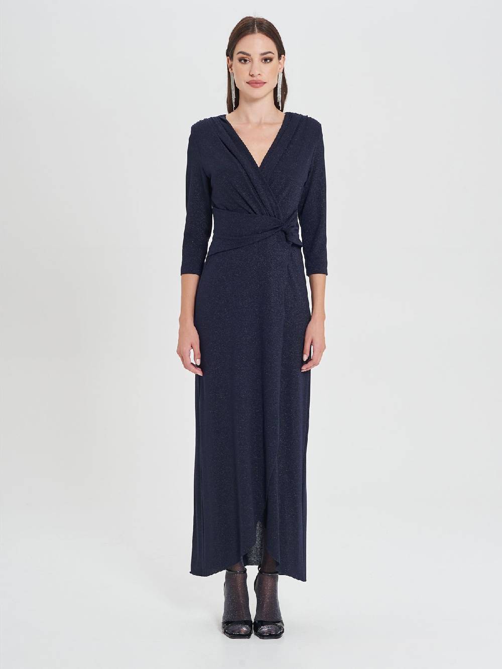 Rinascimento Abito Lungo Blu Lurex