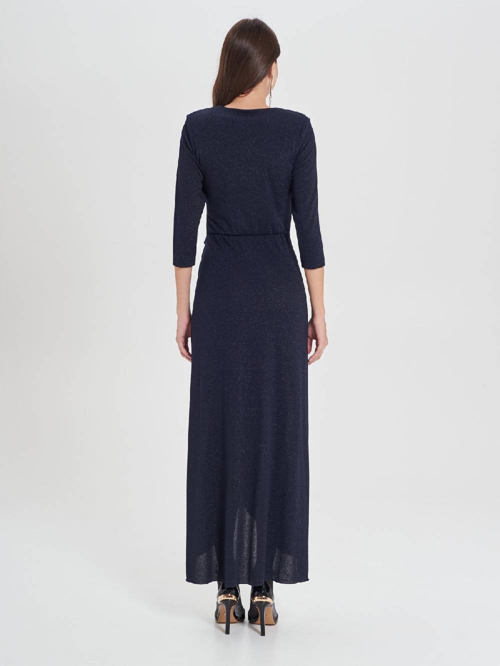 Rinascimento Abito Lungo Blu Lurex