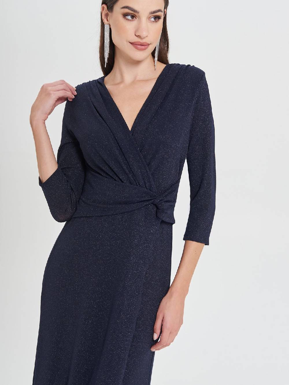 Rinascimento Abito Lungo Blu Lurex