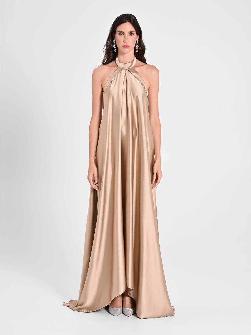 Rinascimento Abito Lungo Con Scollo All'Americana