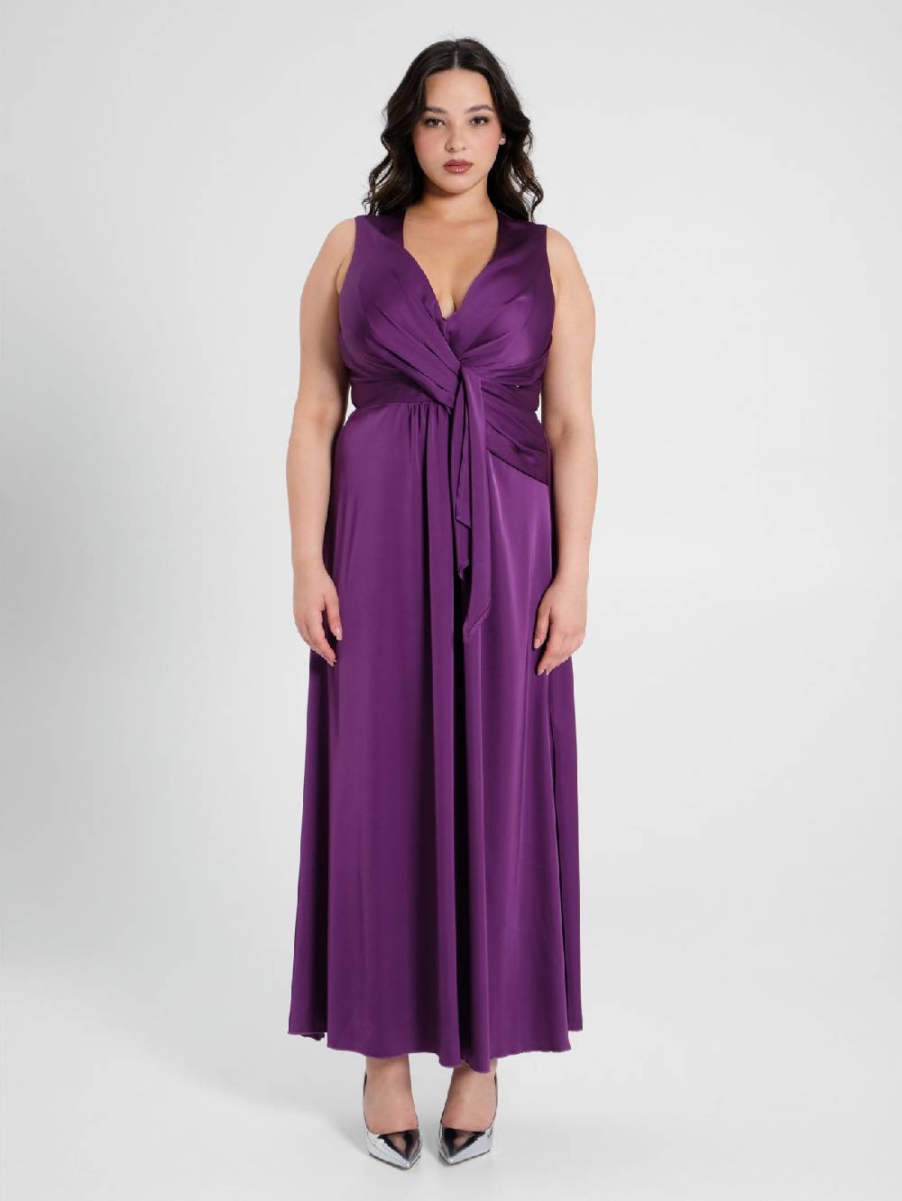 Rinascimento Abito Lungo Curvy Viola Melanzana