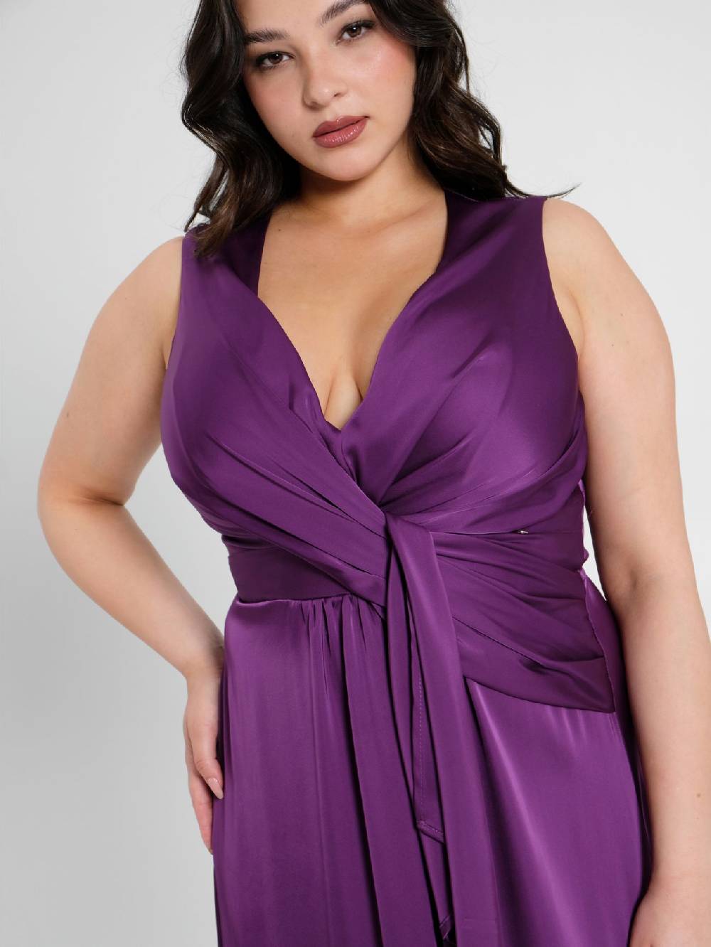 Rinascimento Abito Lungo Curvy Viola Melanzana