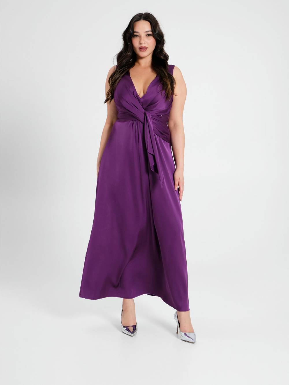 Rinascimento Abito Lungo Curvy Viola Melanzana