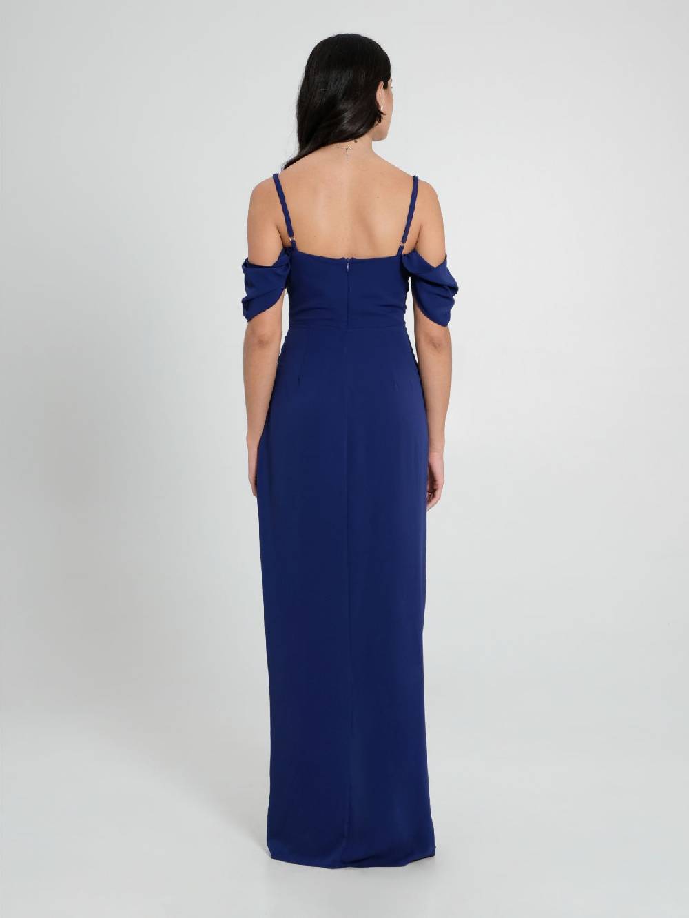 Rinascimento Abito Lungo Drappeggiato Blu