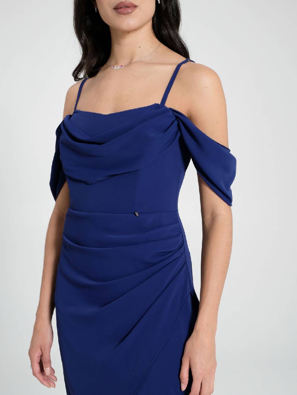 Rinascimento Abito Lungo Drappeggiato Blu