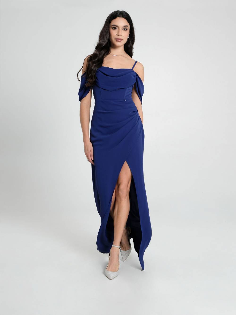 Rinascimento Abito lungo Drappeggiato Blu