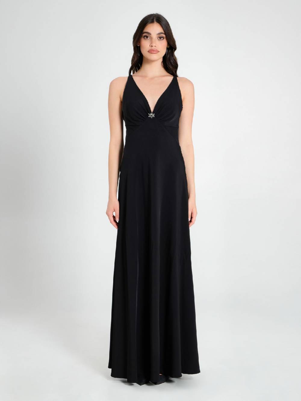 Rinascimento Abito Lungo In Cady Nero