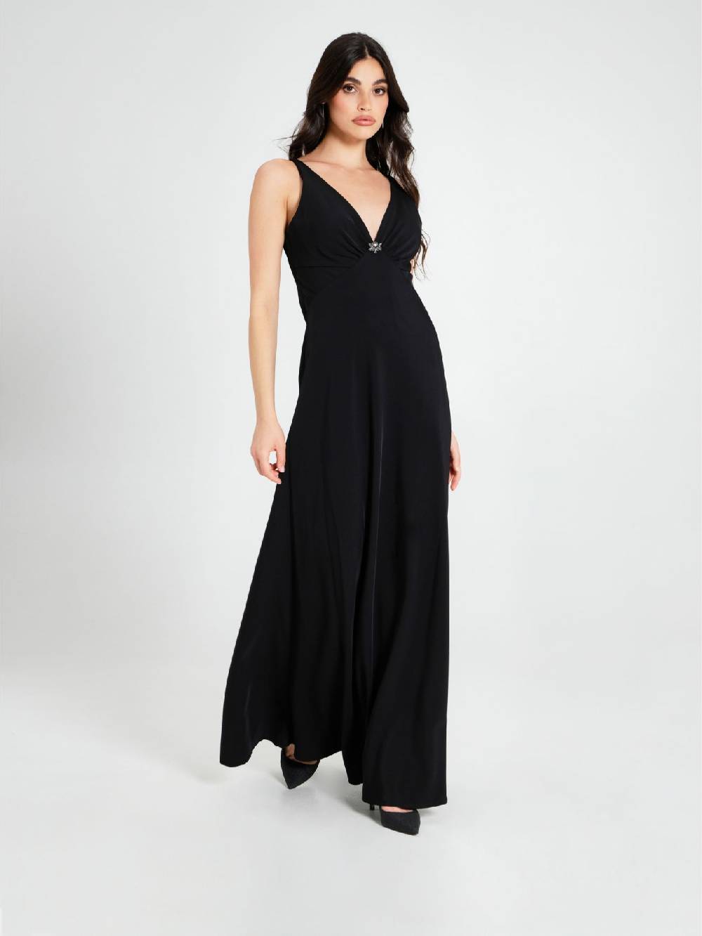 Rinascimento Abito Lungo in Cady Nero