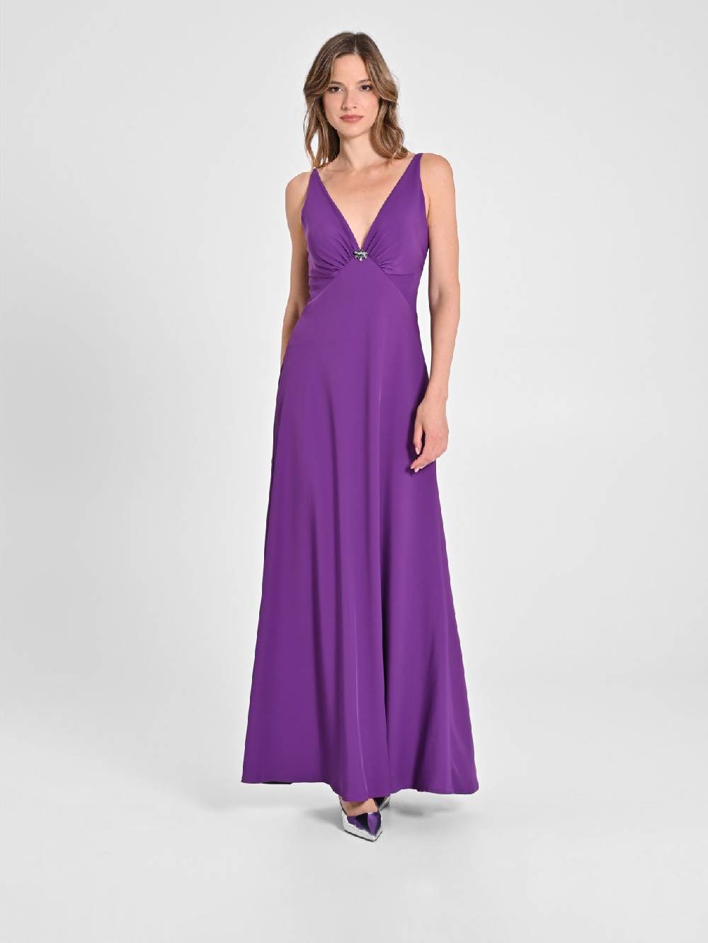 Rinascimento Abito Lungo in Cady Viola Melanzana