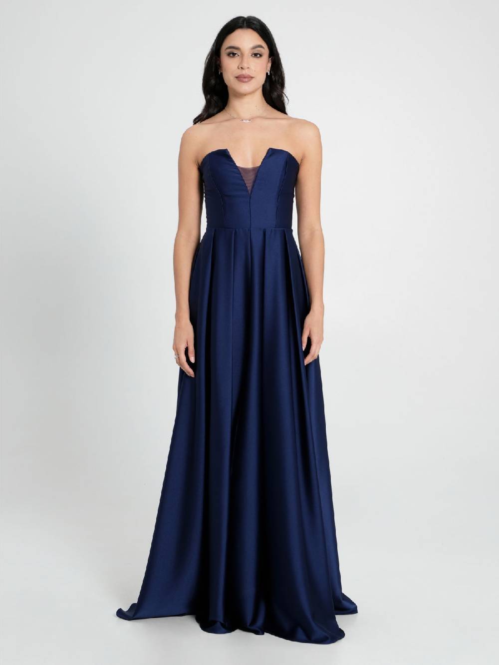 Rinascimento Abito Lungo In Raso Blu