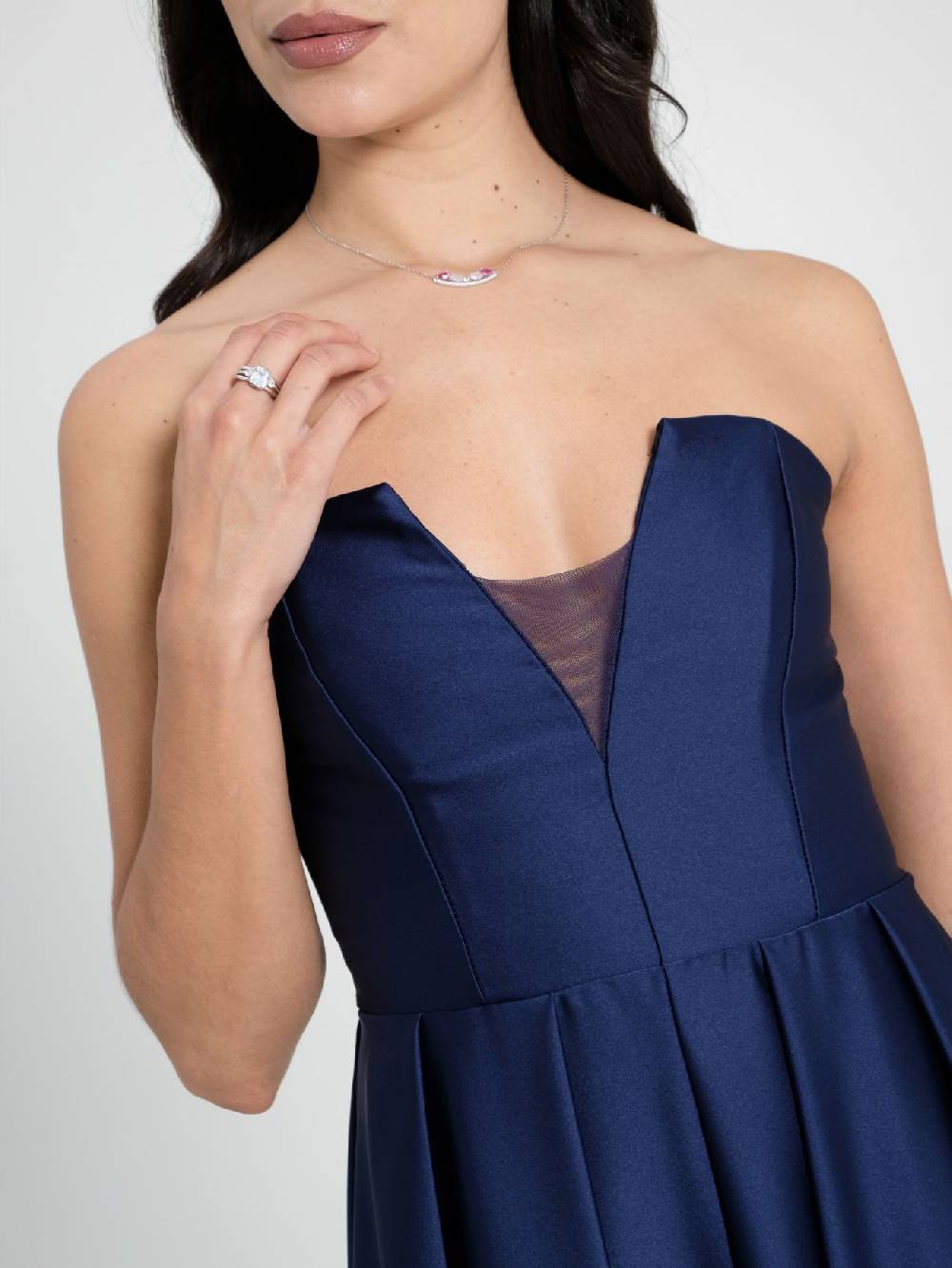 Rinascimento Abito Lungo In Raso Blu