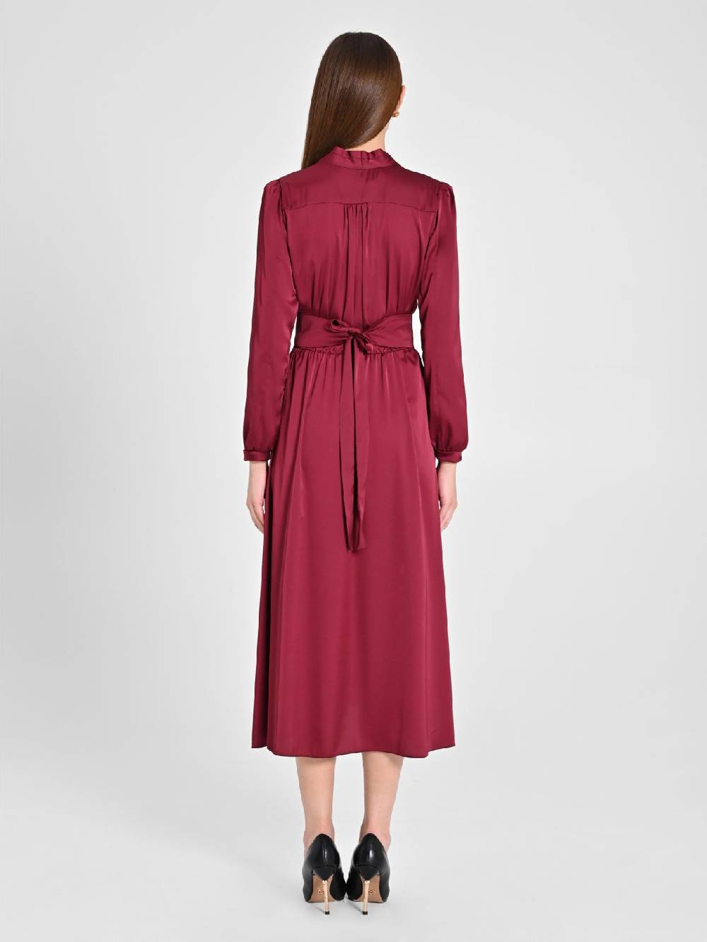 Rinascimento Abito Lungo In Raso Bordeaux