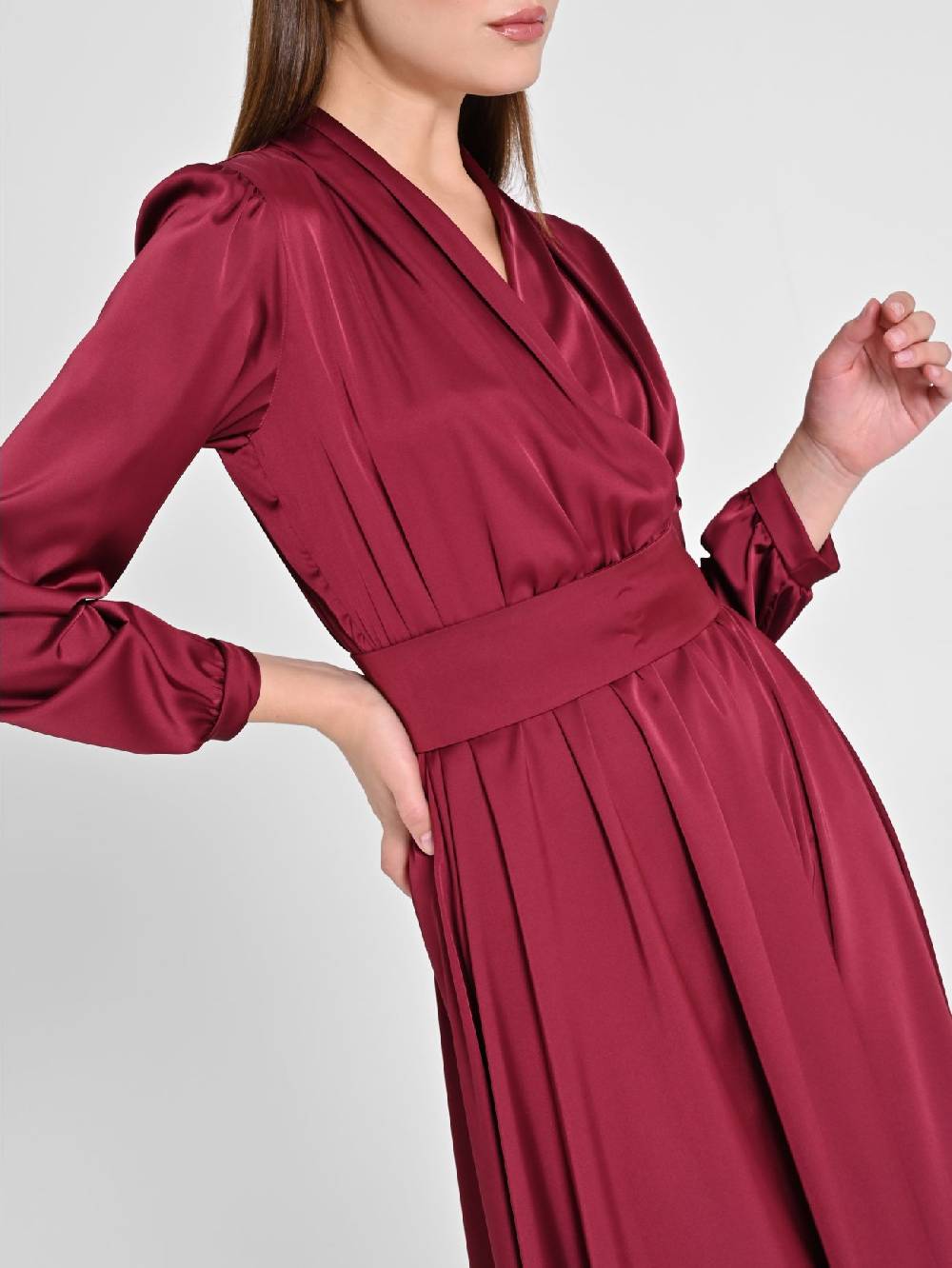 Rinascimento Abito Lungo In Raso Bordeaux