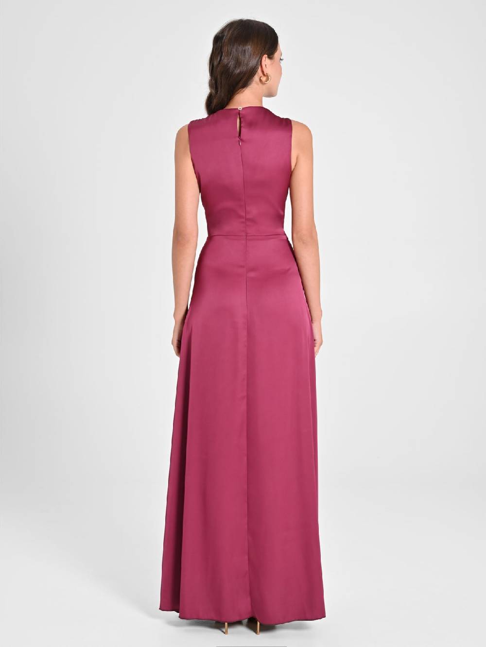 Rinascimento Abito Lungo In Raso Bordeaux