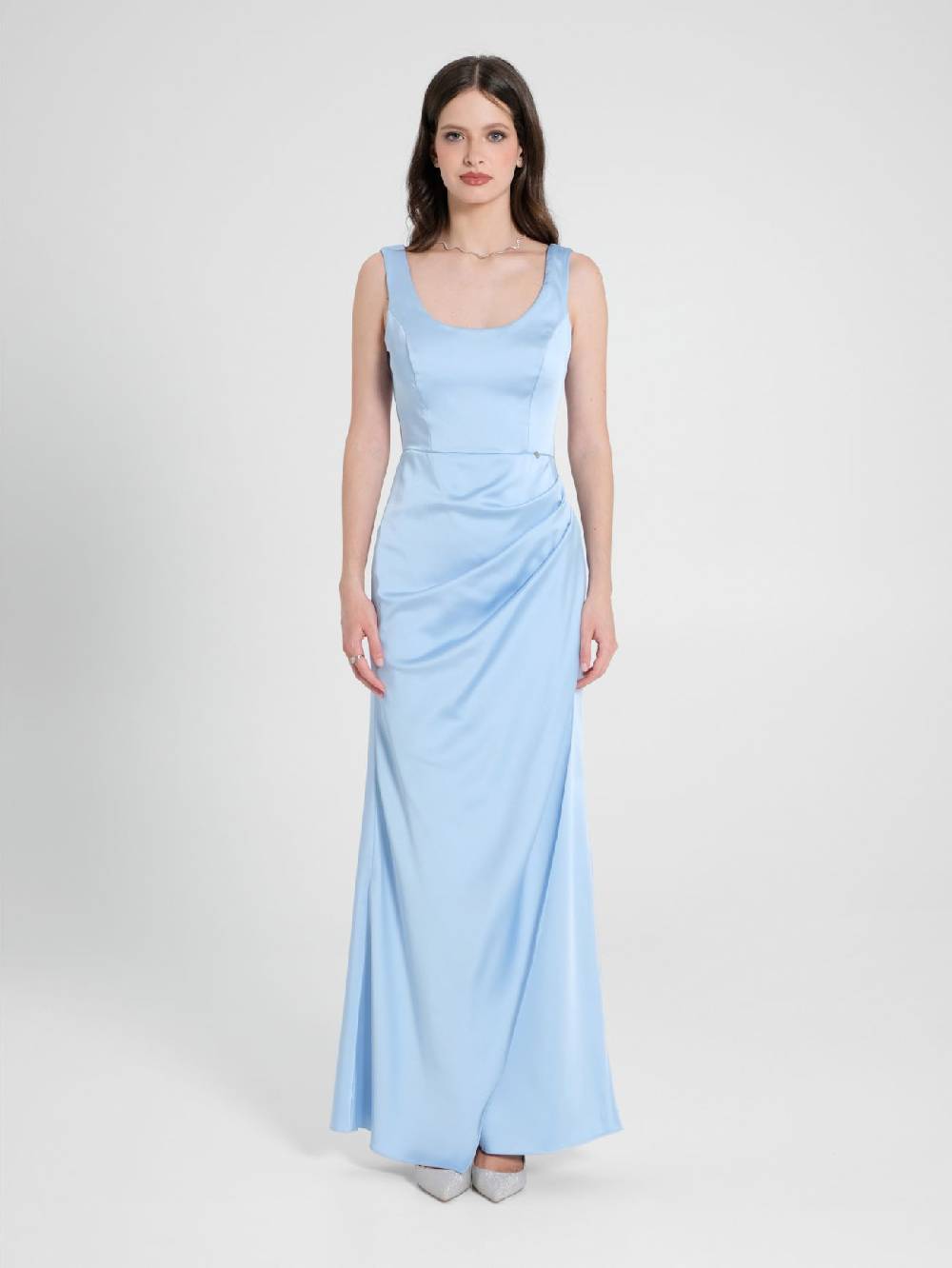 Rinascimento Abito Lungo In Raso Strutturato