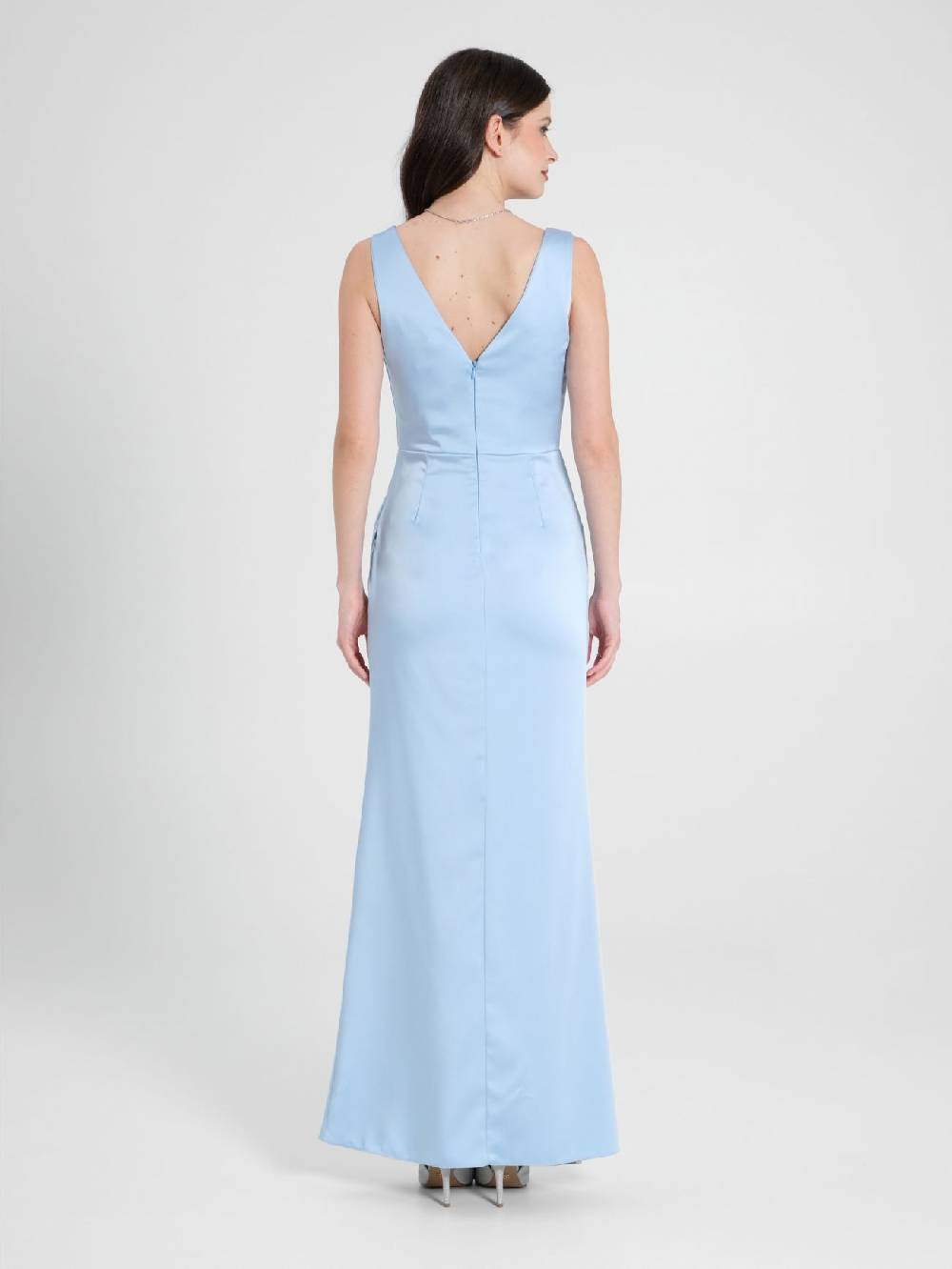 Rinascimento Abito Lungo In Raso Strutturato