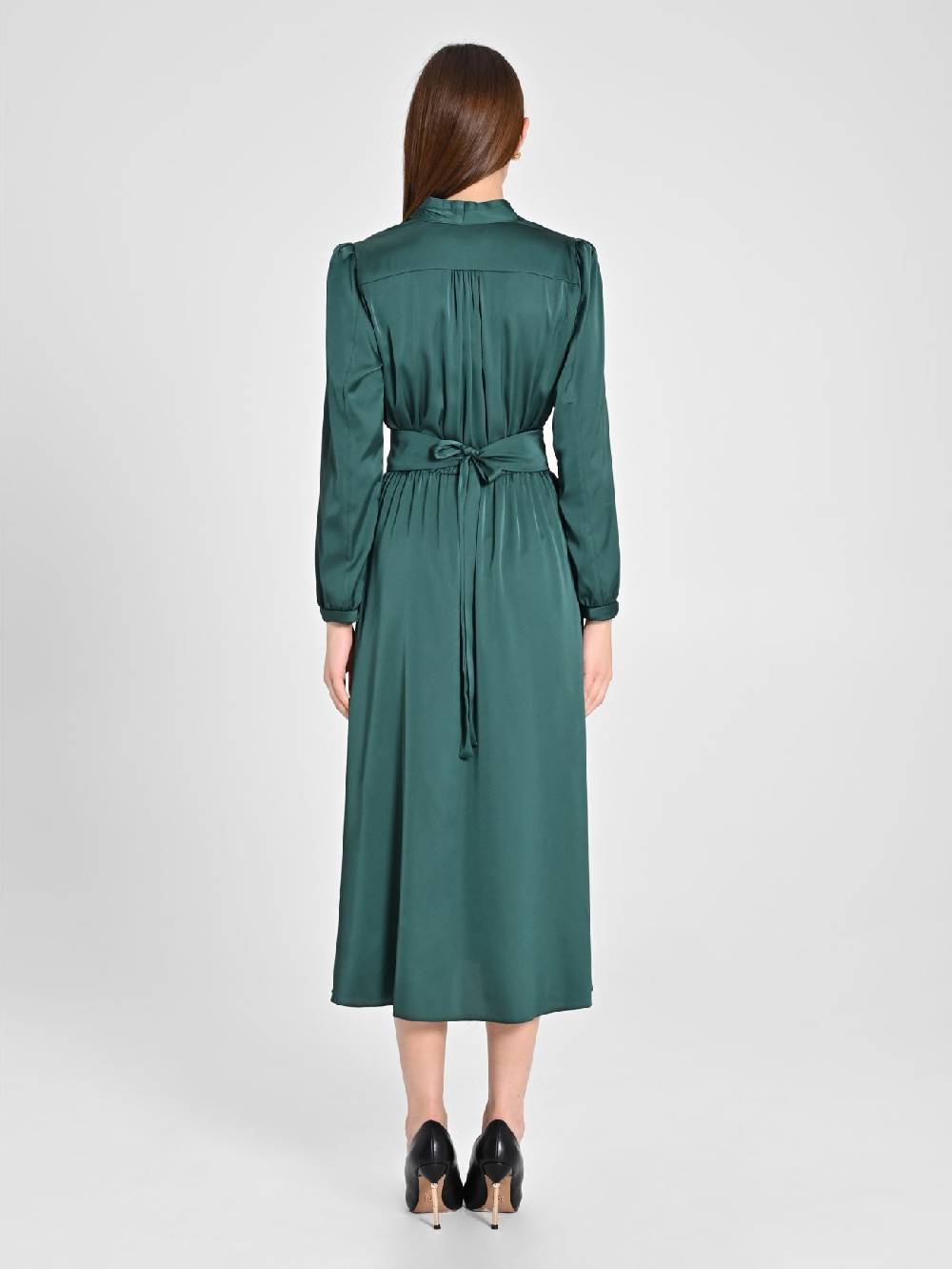 Rinascimento Abito Lungo In Raso Verde