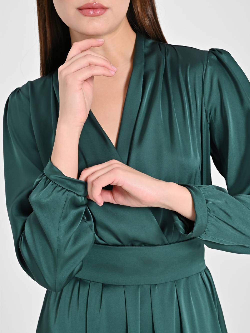 Rinascimento Abito Lungo In Raso Verde