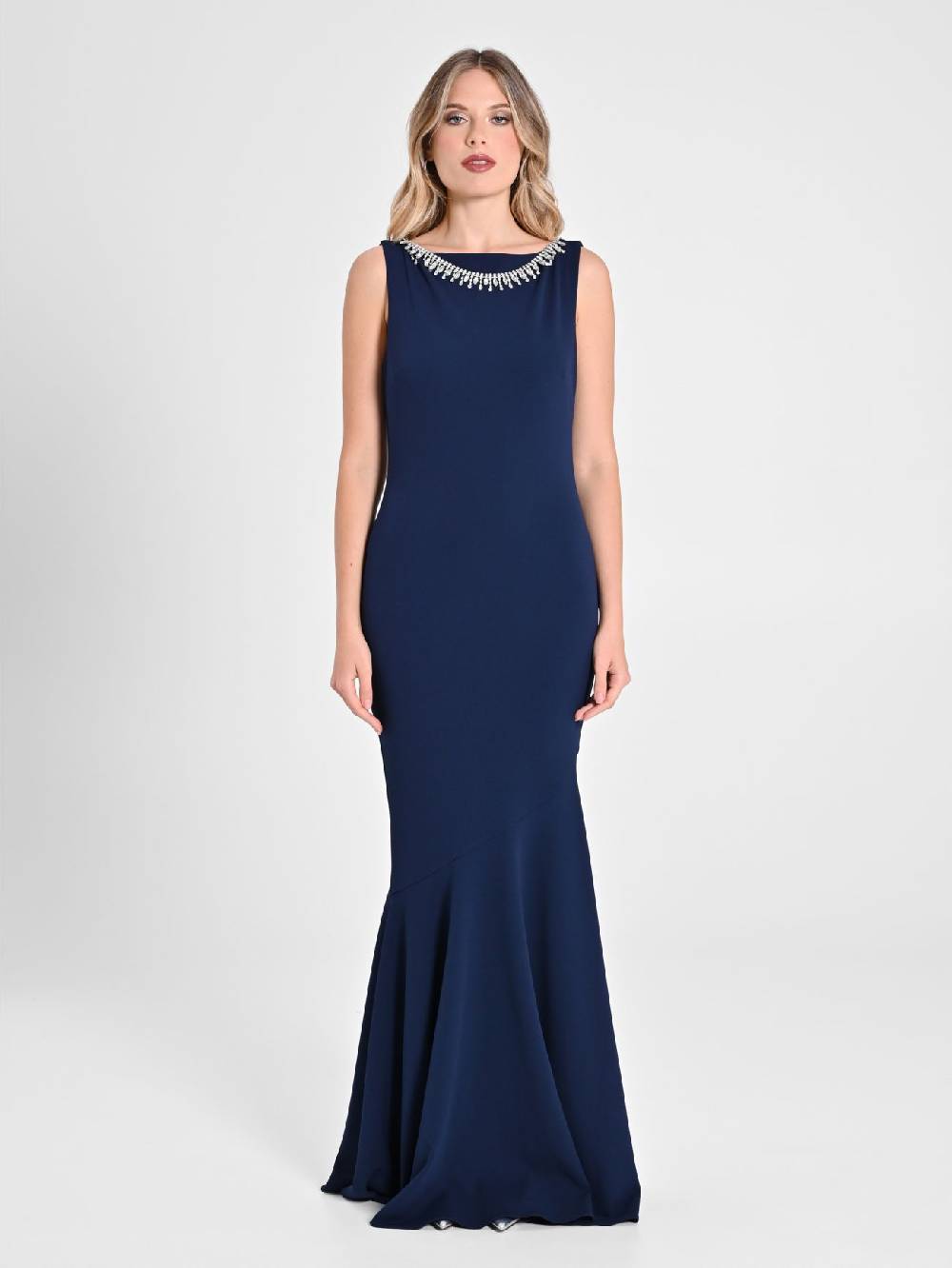 Rinascimento Abito Lungo In Scuba Mano Crêpe