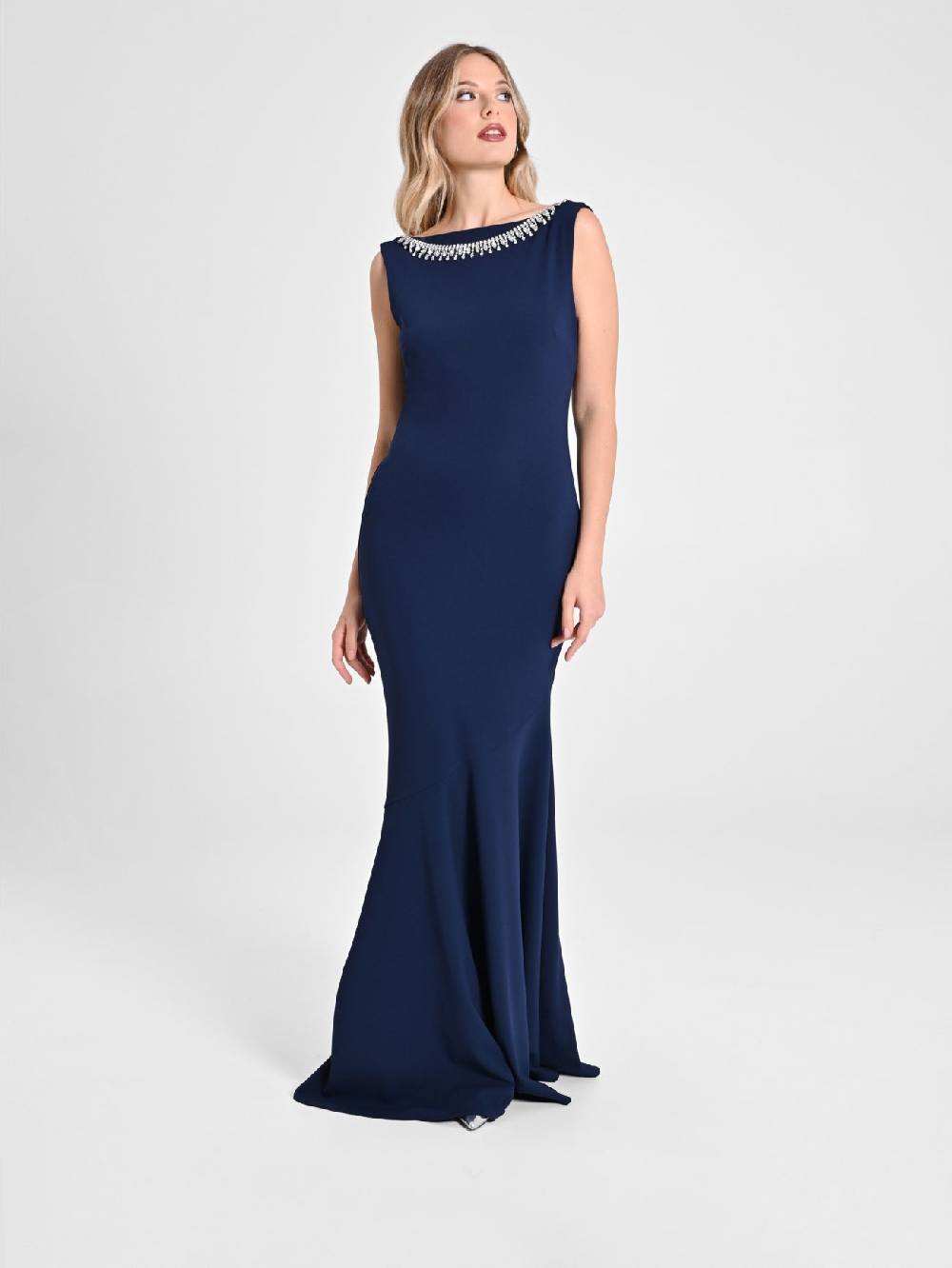 Rinascimento Abito Lungo in Scuba mano Crêpe