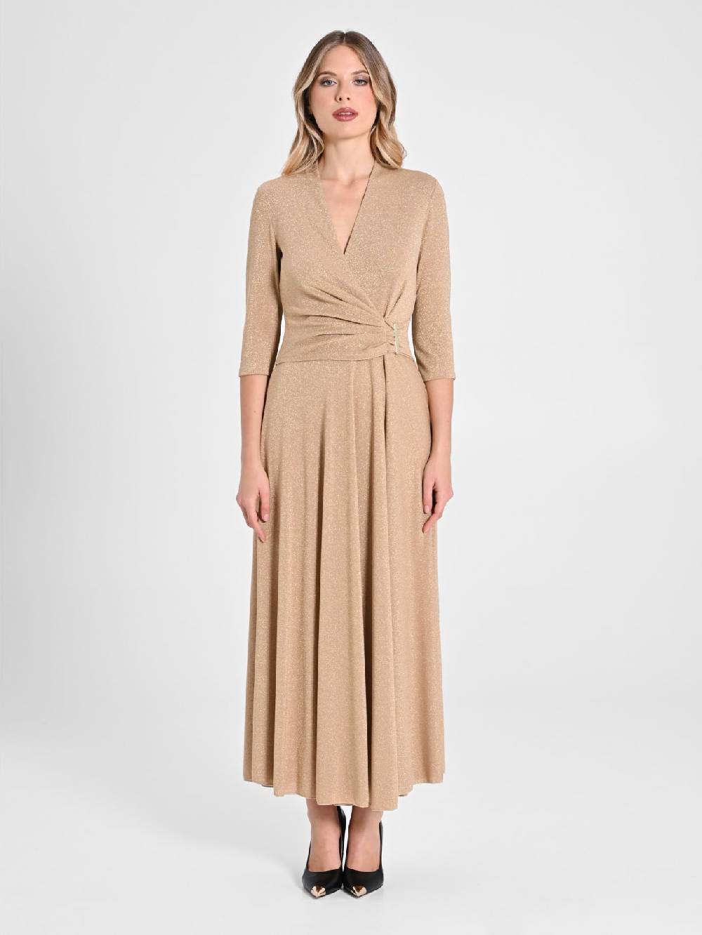 Rinascimento Abito Lungo Lurex Gold