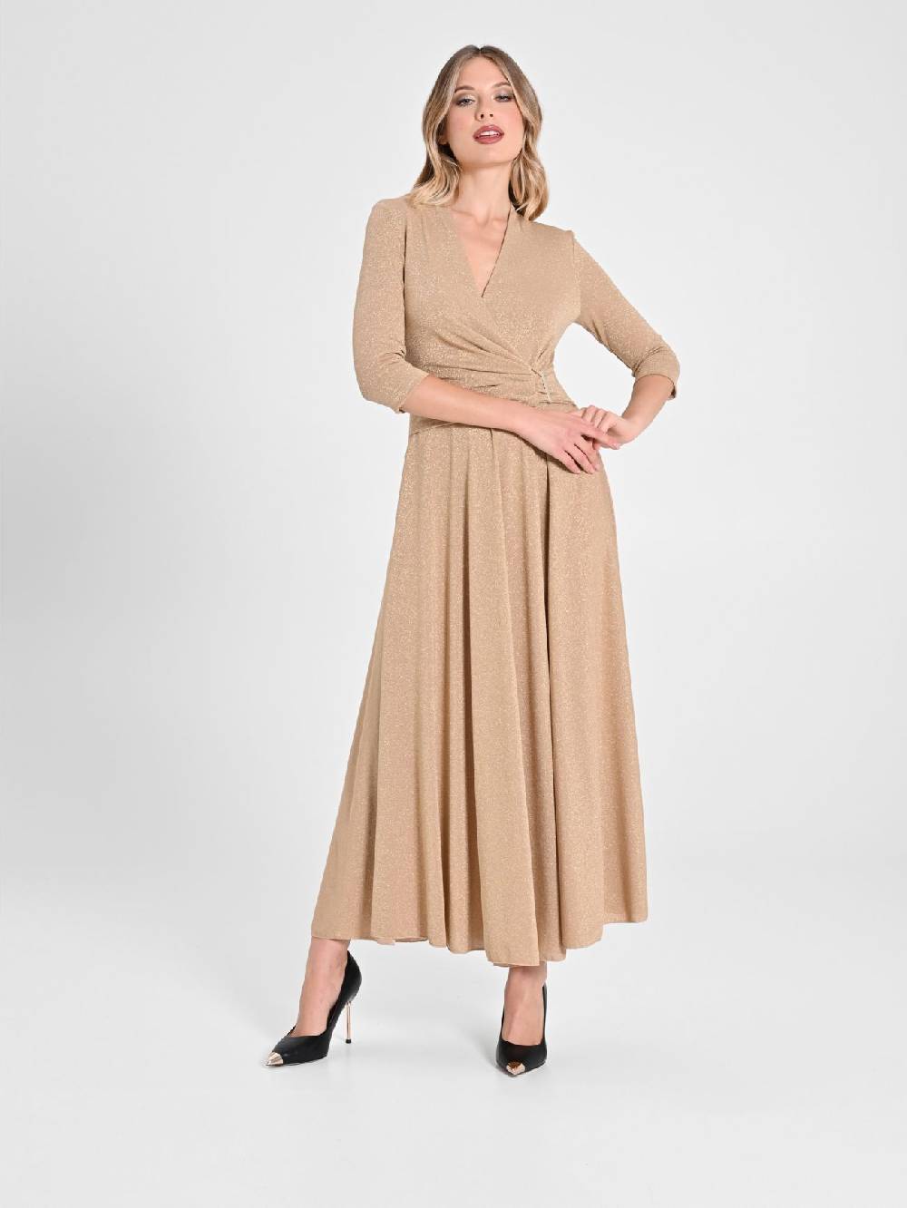 Rinascimento Abito Lungo Lurex Gold