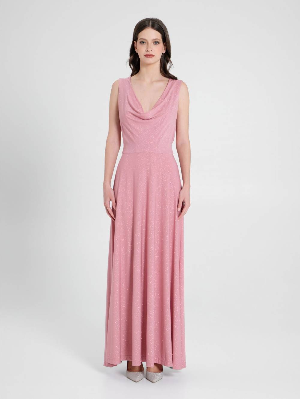 Rinascimento Abito Lungo Microglitter Rosa