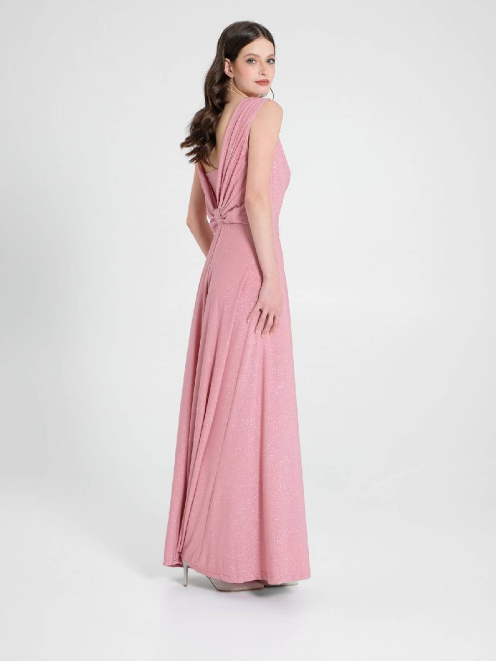 Rinascimento Abito Lungo Microglitter Rosa