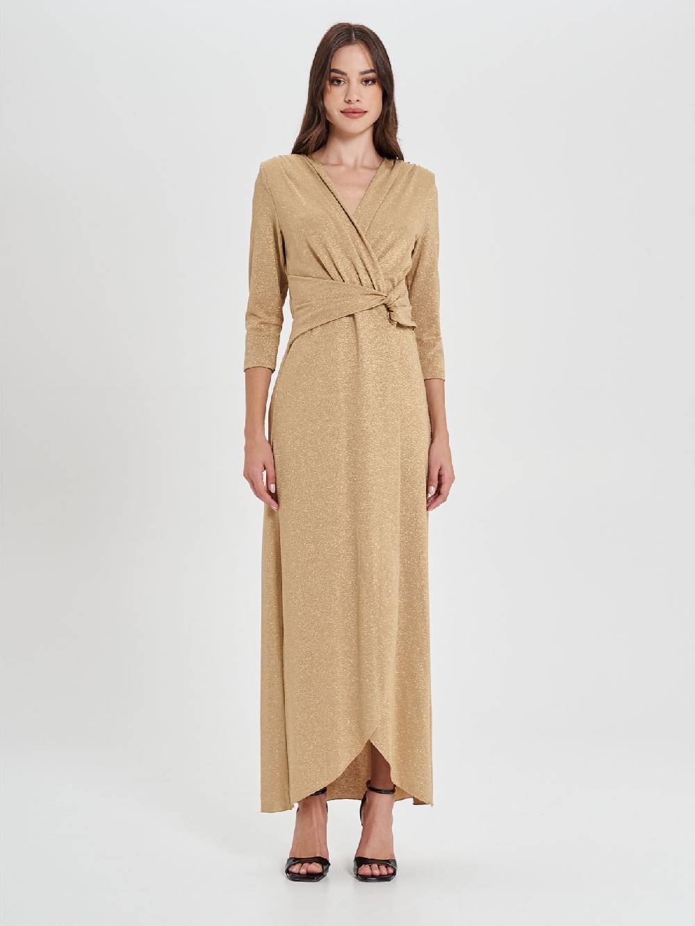 Rinascimento Abito Lungo Oro Lurex