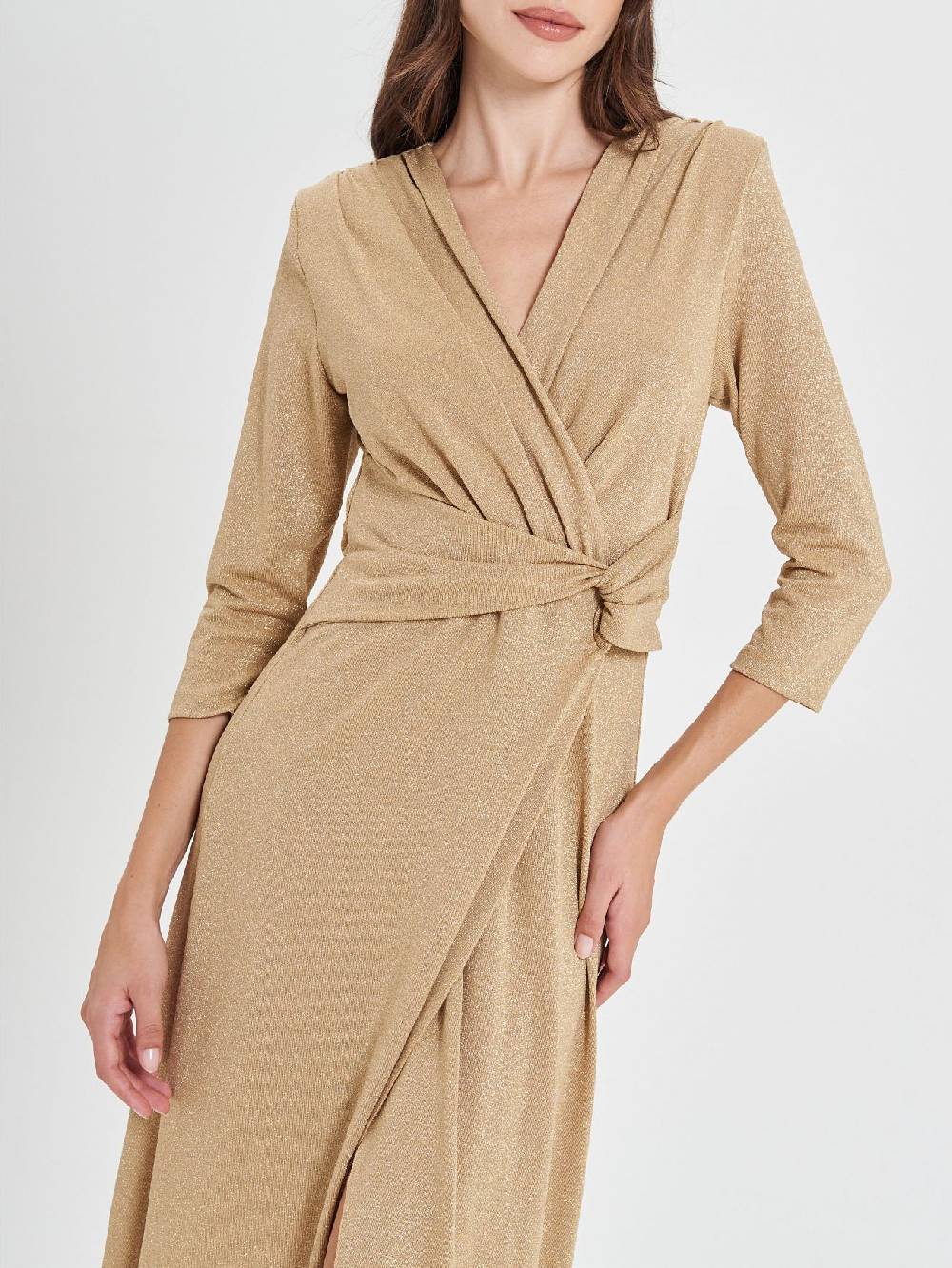 Rinascimento Abito Lungo Oro Lurex